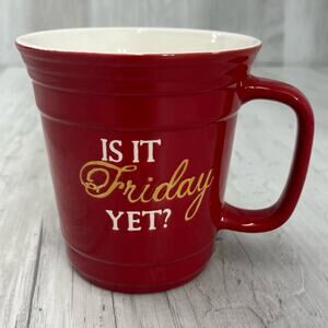 Is It Friday Yet Red Mug Funny Work Gift Coffee Tea